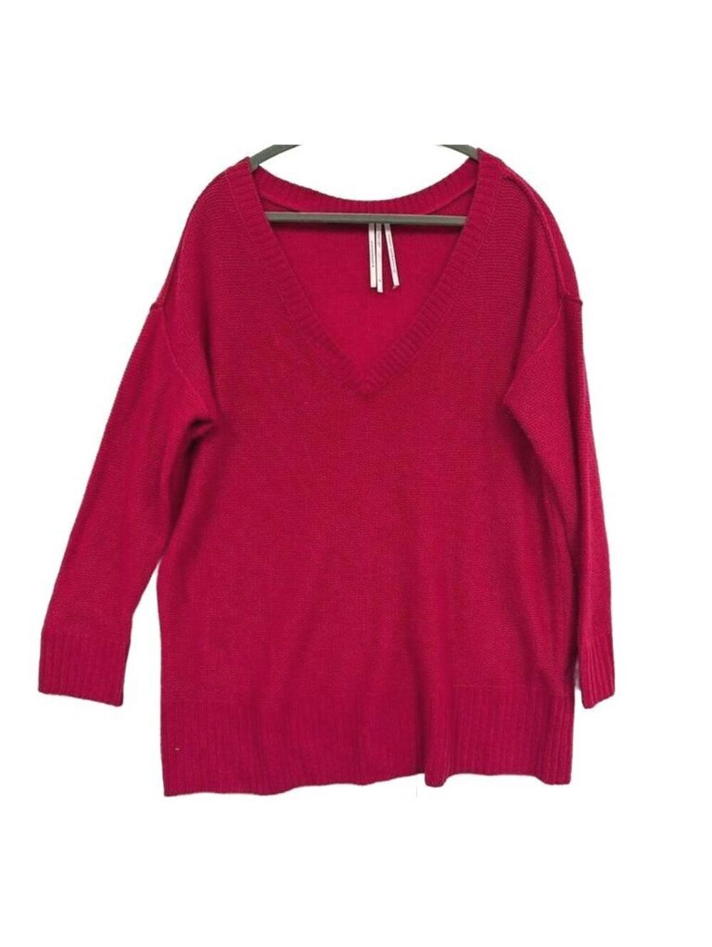By Anthropologie Cashmere Collection Pink V-Neck Sweater Large Petite LP